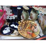 Echt Kobalt Decanter and Six Matching Cups, two similar cabinet plates, Wade whimsies, pair of