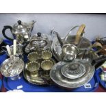 Assorted Plated Ware, including four piece tea set, a decorative plated teapot, swing handled and