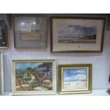 Four Peter Sunderland Pictures, a Promenade, signed lower right, a Beach scene, signed lower
