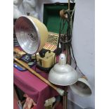 A Mid XX Century 'Hanovia' Portable Ultra Violet Ray Lamp, and two tin lamp shades on adjustable