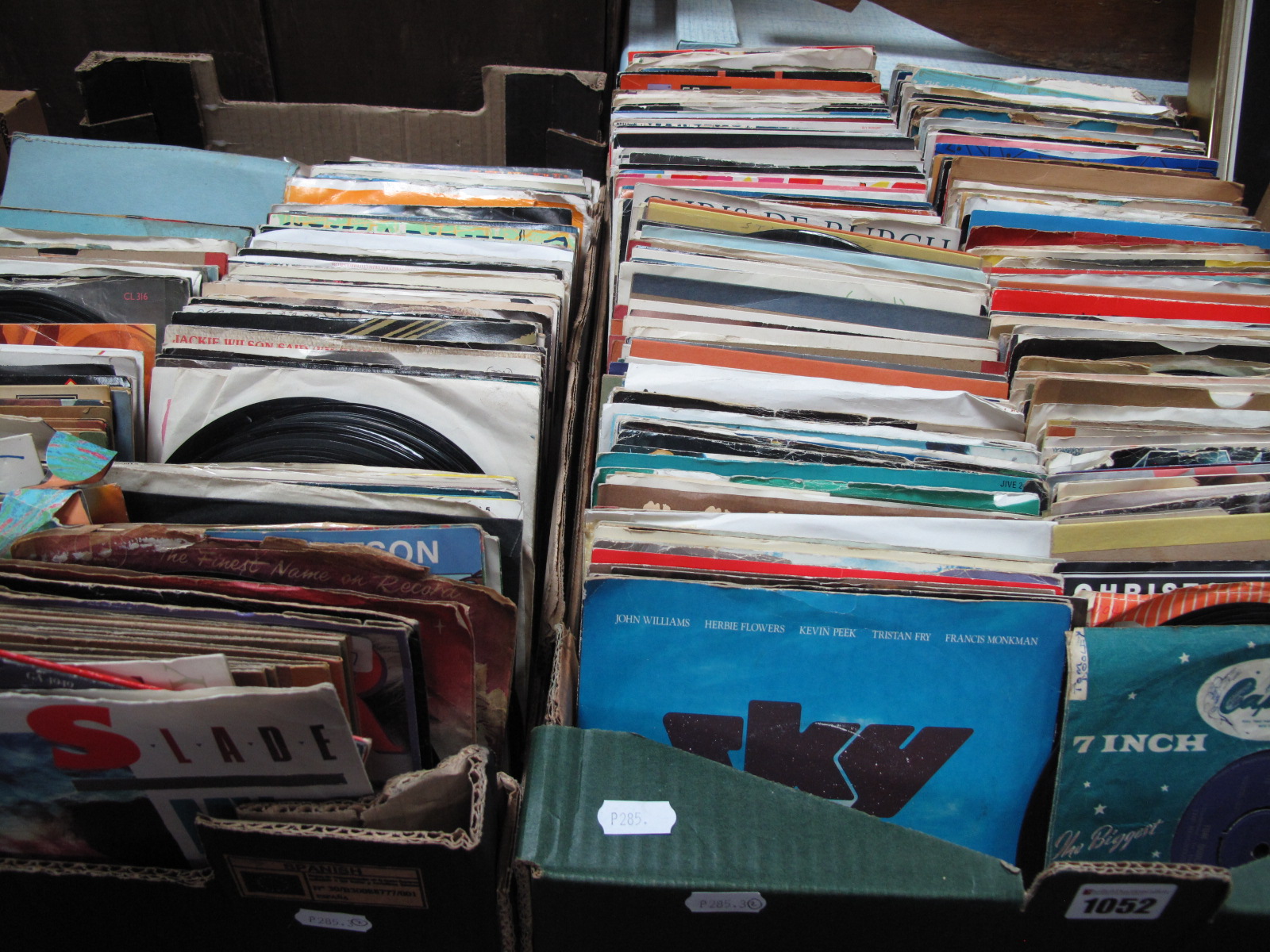A Collection of Over Four Hundred 45rpm records, mixed genres/themes, from 1960's-80's:- Two Boxes