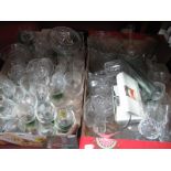 A Pressed Glass Vase, wine glasses etc:- Two Boxes