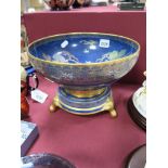 Carlton Ware Bowl, with Chinese decoration on blue ground together with on a matching stand.