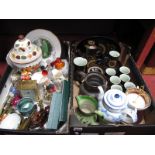 Denby Coffee Service, John Buck tea pot, Seiko mantle clock, Minton dishes, brass ware etc:- Two