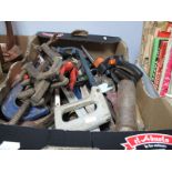 Clamps, spanners, chisels, rules, cutters etc:- One Box