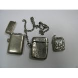 A Hallmarked Silver Vesta Case, (damages) a curb link part chain; a plain vesta case stamped "