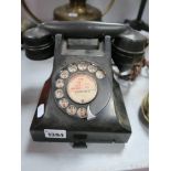 Black Bakelite Anvil Telephone, with number drawer, 164 56 to receiver.