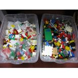 A Large Quantity of Loose Lego and Associated Items, in two boxes.