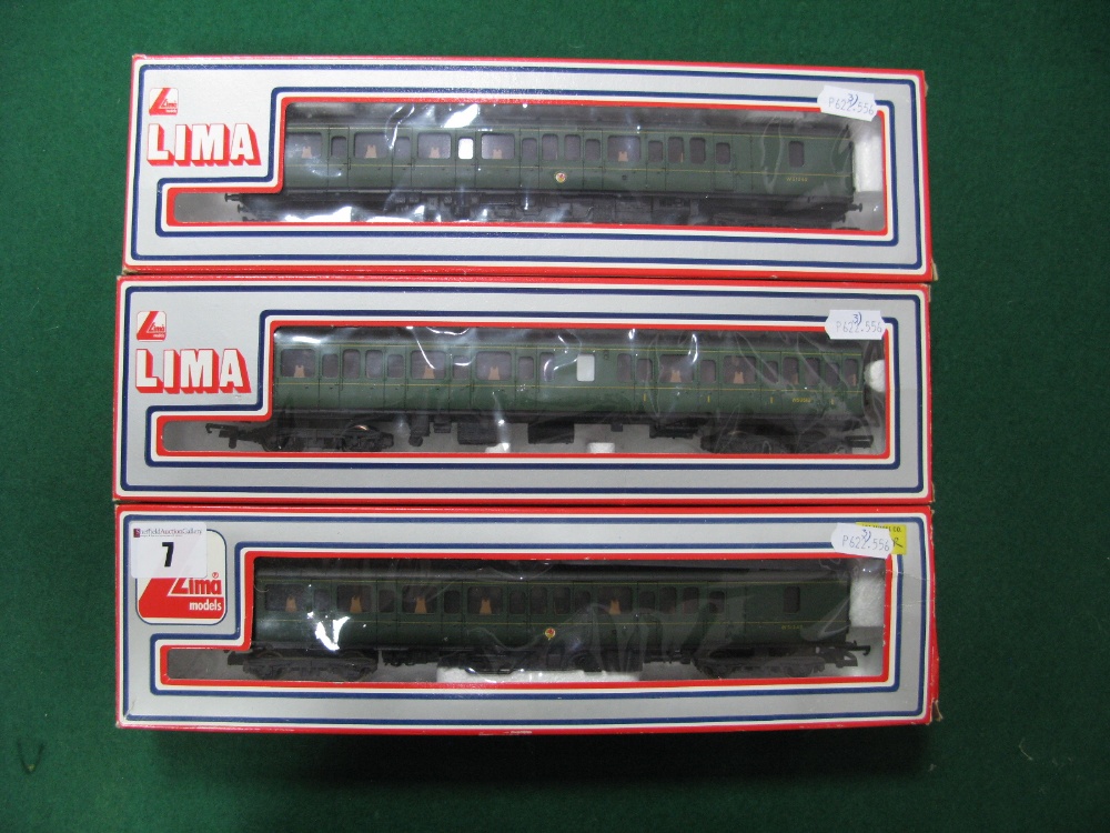 A "OO" Gauge Three Car DMU, by Lima comprising of W51340, W51342, W59518, BR green, boxed.