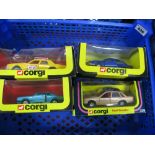 Corgi No. 327 - Chevrolet Taxi, Corgi No. 345 Honda Prelude, two Corgi No. 329 Opel Senator, one