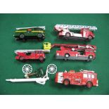 Five Diecast Model Vehicles by Dinky, Corgi, Matchbox, some renovated/Code 3, including turntable