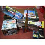 Six Mainly Modern Tinplate, Plastic Toys, including battery operated space ship (Hong Kong),