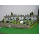 A "OO" Scale Diorama of a Countryside Street, including semi-detached houses, garden, sheds, tree,