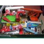 A Quantity of Tinplate Toys, by various makers, such as Tri-ang among others, two fire engines