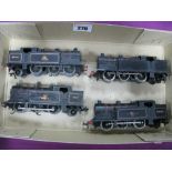 Four Hornby Dublo 4mm Class N2 0-6-2 Tank Steam Locomotives, BR black, two unboxed two/three rail