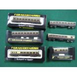 Six Graham Farish "N" Gauge GWR Brown/Cream Coaches four boxed, two loose, good to very good;