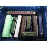 Nine "HO" Gauge Continental Outline Unboxed Coaches, Liliput "Reichsbahn" baggage car, Roco DB