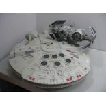 Two Modern Star Wars Plastic Space Vehicles, including The Millennium Falcon, playworn, may be