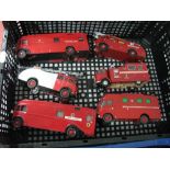 Six Dinky and Corgi Diecast Model Vehicles, renovated, repainted /Code 3, including horsebox, TV