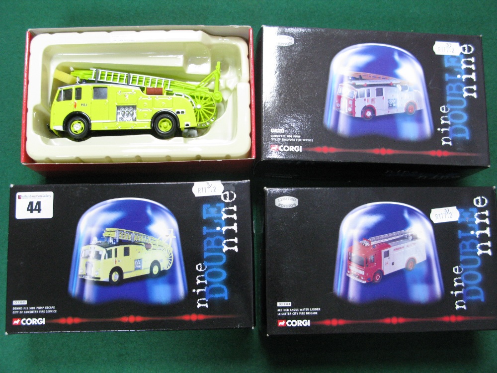 Three Corgi 'Nine Double Nine' 1:50th Scale Diecast Model Fire Service Vehicles, including #