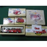 Five Corgi Diecast Model Fire Service Vehicles, including #97392 Simon/Dennis Hydraulic Platform