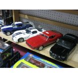 Four 1:18th Scale Diecast Model Outline American Sports Cars, by Ertl, Maisto, Universal Hobbies