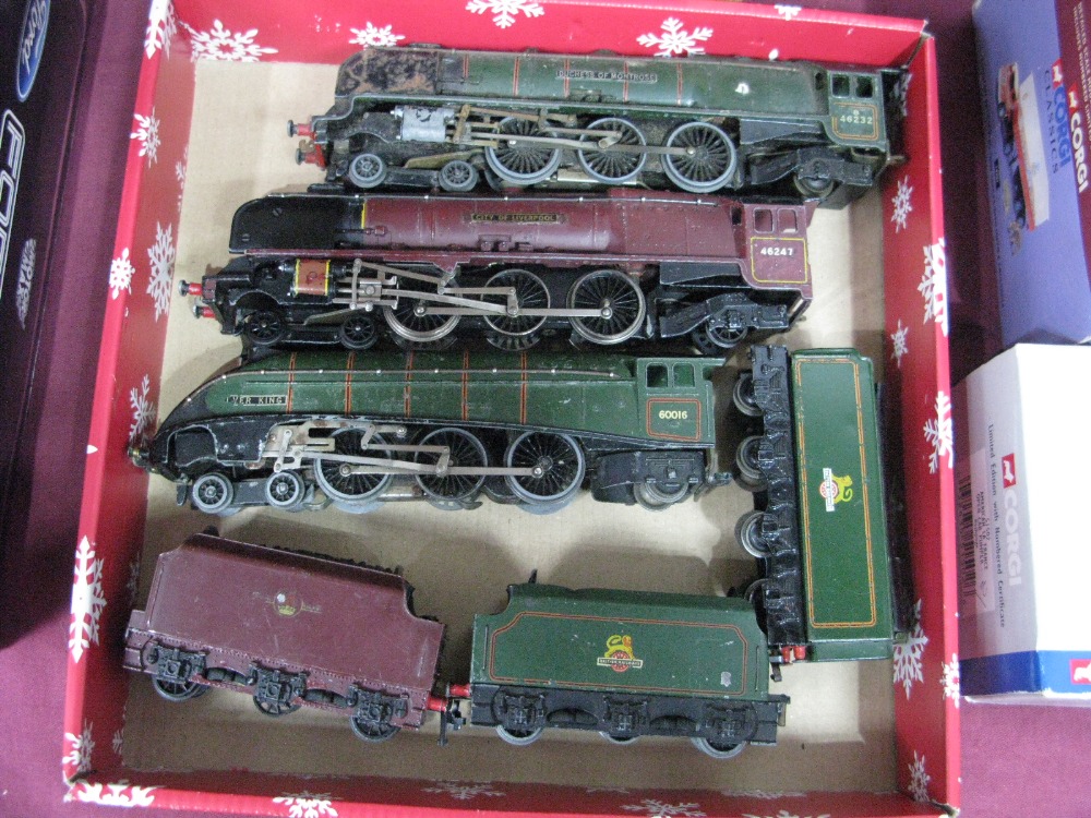 Three Hornby Dublo 4mm 4-6-2 Steam Locomotives, unboxed two rail Duchess Class BR maroon "City of