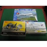 Three 1:72nd Scale Plastic Model Aircraft Kits, by Airfix, Fujimi, Revell, including Fujimi