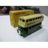 Dinky Toys 290 - Double Decker Bus, cream over green 'Dunlop', overall very good, boxed, small