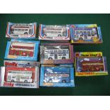 Eight Diecast Model Buses, by Matchbox, Dinky, Corgi, predominately 1970's including Superkings