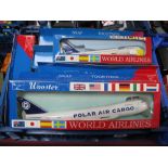 Seven Plastic Model 'Snap Together' Commercial Aircraft, of differing scales, by Wooster including