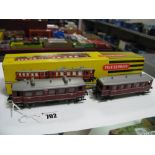 Trix Express "HO" Gauge Three Rail Ref 759 Class VT15 (2 Car) Rail Car, grey roof, maroon body,