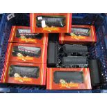 Ten Items Hornby 'OO' Gauge/4mm Rolling Stock, five ref R249 Hopper Wagons, boxed, weathered, five