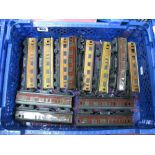 Twelve Trix TTR Pre-War Eight Wheel Coaches - six LNER teak, six LMS maroon, unboxed/fair.