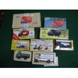 Seven Diecast Model Commercial Vehicles, by Corgi, Lledo including The Pantechnicon, Bedford