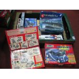 Eight Plastic Model Kits by Revell, Heller, Tamiya, including 1:48th scale Revell #05733 Grumman F-