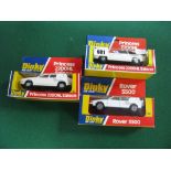 Three 1970's Dinky Toys, No. 123 Princess 2200 HL Saloon, one white Saloon and one black/over white.