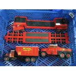 Two 1:50th Scale White Metal Kit Built Wynn's Heavy Haulage Trucks and Trailers, small parts may