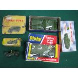 Dinky Toys No. 651 Centurion Tank, good, boxed, plus two other Dinky Military Vehicles, in poor