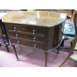 Circa 1950's Walnut Cutlery Cabinet, with drop handles, to three drawers, on tapering legs and pad