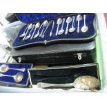 A Cased Set of Twelve Apostle Spoons, cased berry spoon, letter knife, loose and cased cutlery,