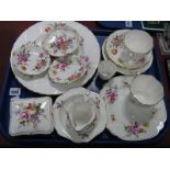 Royal Crown Derby 'Derby Posies' Pin Dishes, dished plate, box and cover, tea cups and saucers, jug,