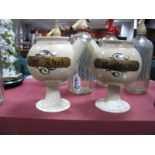 Two XIX Century Earthenware Apothecary Jars, hand painted with labels, 'Inf Rhei' and 'Inf Bucho',