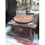 An Early XX Century Table Top Gramophone, with HMV decal and Garrard No 20 motor - poor condition.