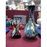 A Moorcroft 'Moroccan Myth Bird Series' Vase, of pear form, 2003 17cm high, (2nd quality) and a