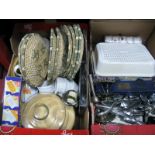A Quantity of Kitchenware, including kettle, place mats, stainless steel cutlery, Coalport cake