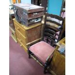 An Early XIX Century Ash/Elm Ladder Back Chair, with turned arms, upholstered seat, on turned