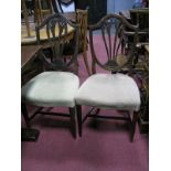 A Set of Four XX Century Mahogany Hepplewhite Style Chairs, with shield back, pierced splats and