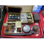 F.E.Becker Cased Jeweller's Weights, letter scales, various weights, '1918' box, bayonet, etc:-