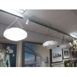 Three 1930's Mottled Glass Ceiling Lights.